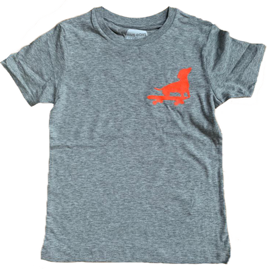 Small Dog on Skateboard T shirt // Grey Marl